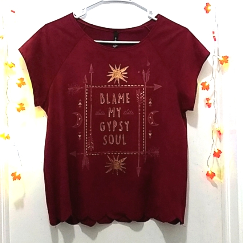 Bohemian Style Gypsy Burgundy Women's Large Shirt Never Worn